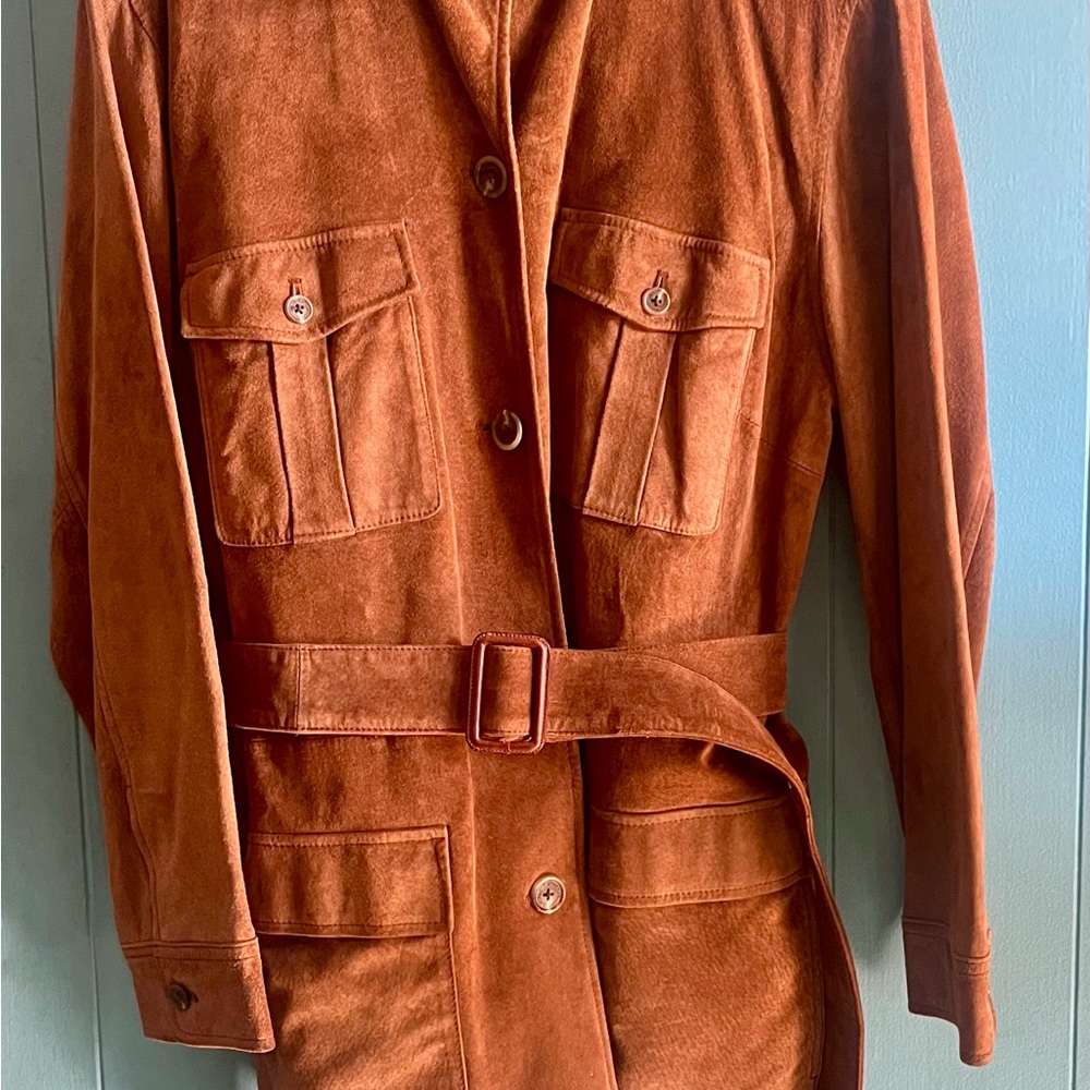 Ralph Lauren Rust Suede Belted Utility Jacket - Picture 3 of 15